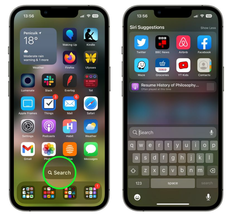牟平苹果手机维修分享升级到 iOS 16 后，如何删除主屏幕上的搜索按钮 
