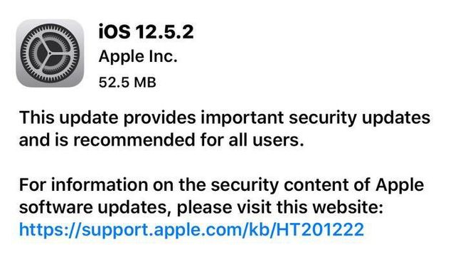 牟平苹果手机维修分享iOS12.5.2发布，建议所有老苹果用户安装 